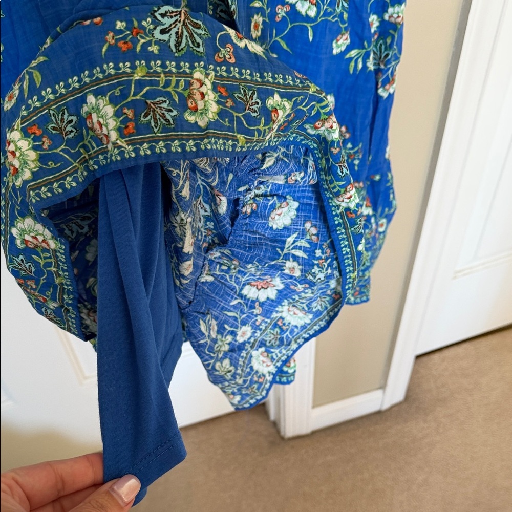 Max Studio Royal Blue Floral V-Neck Maxi Dress with Green Trim - Picture 5 of 7